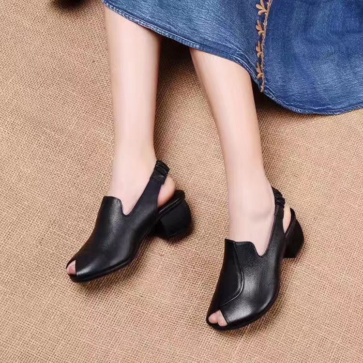 【35-41】Sandale de damă din piele cu gura de pește deschisă
