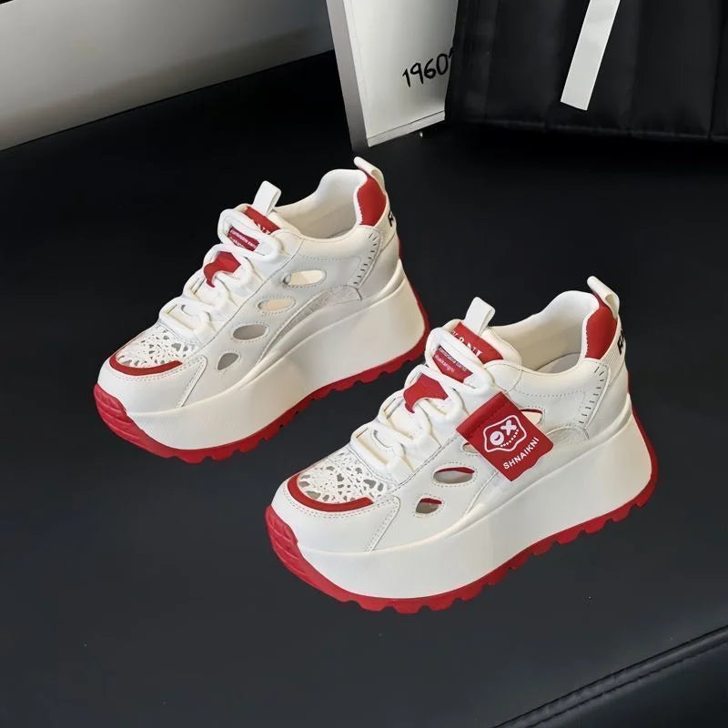 Pantofi casual cu talpă groasă și design ajurat