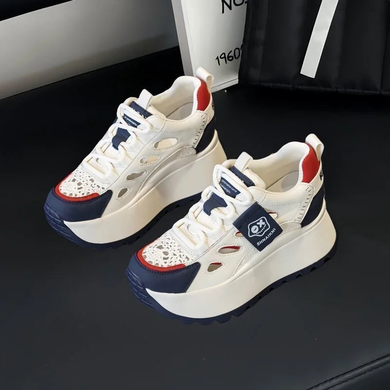 Pantofi casual cu talpă groasă și design ajurat